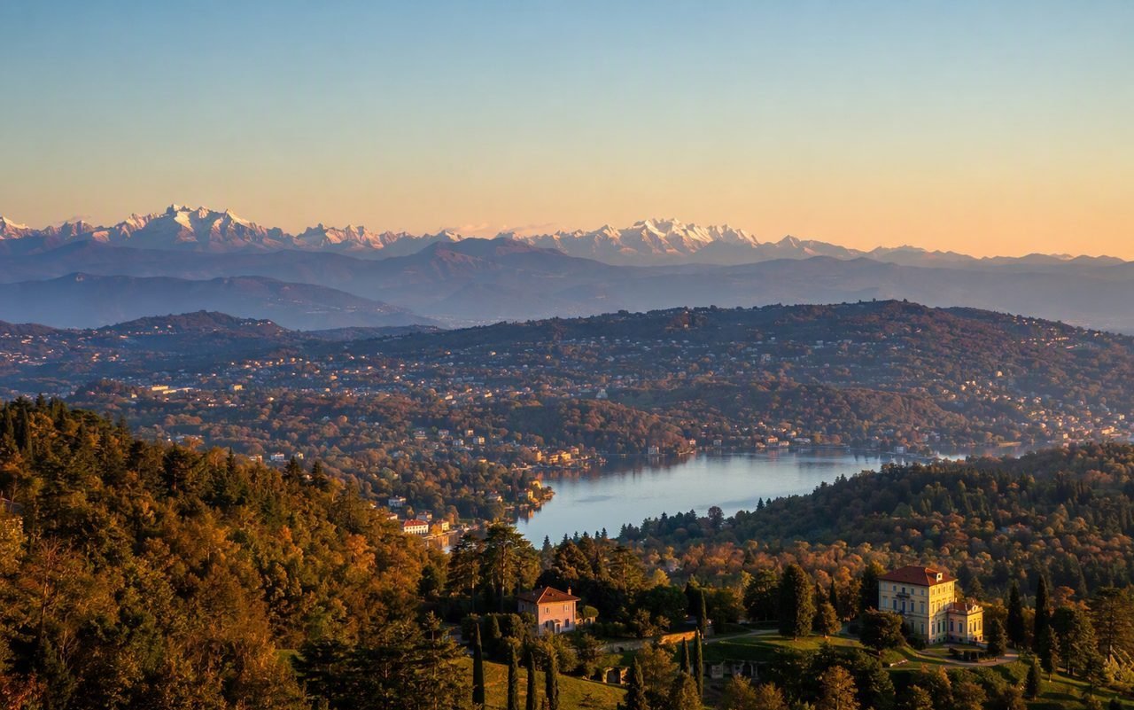 Paesaggio della provincia di Varese — colline, castagneti e laghi